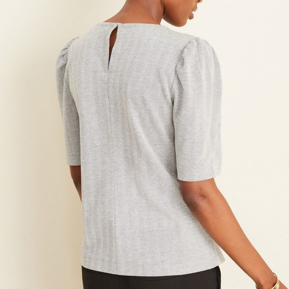 Puffed Sleeved Herringbone Top - Picture 2 of 5